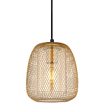 Подвесной светильник со стеклянным плафоном цилиндрической формы и металлической сеткой Metal Mesh Gold варинант исполнения - 1 | Loft Concept в Челябинске