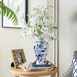 Ваза с бело-синей росписью и изображением цветов Blue & White Ornament варинант исполнения - 5 | Loft Concept в Челябинске