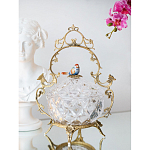 Конфетница с бронзовой ручкой и фарфоровой птичкой на крышке Eden Garden варинант исполнения - 4 | Loft Concept в Челябинске