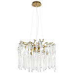 Люстра подвесная круглая в виде ветвей деревьев бронзового цвета с прозрачными подвесками-каплями Droplet Chandelier варинант исполнения - 3 | Loft Concept в Челябинске