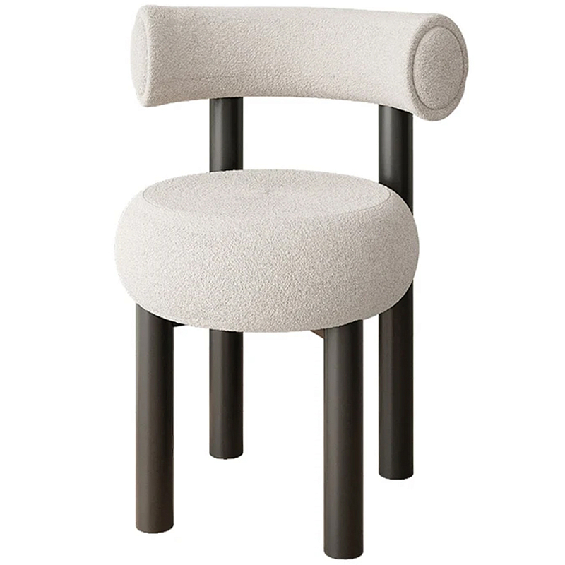 Стул с обивкой букле Pierres Grey Boucle Chair Серый Черный Стул с обивкой букле Pierres Grey Boucle Chair Серый Черный в Челябинске | Loft Concept