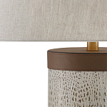 Настольная лампа с тканевым абажуром и основанием из кожи Leather Column варинант исполнения - 1 | Loft Concept в Челябинске