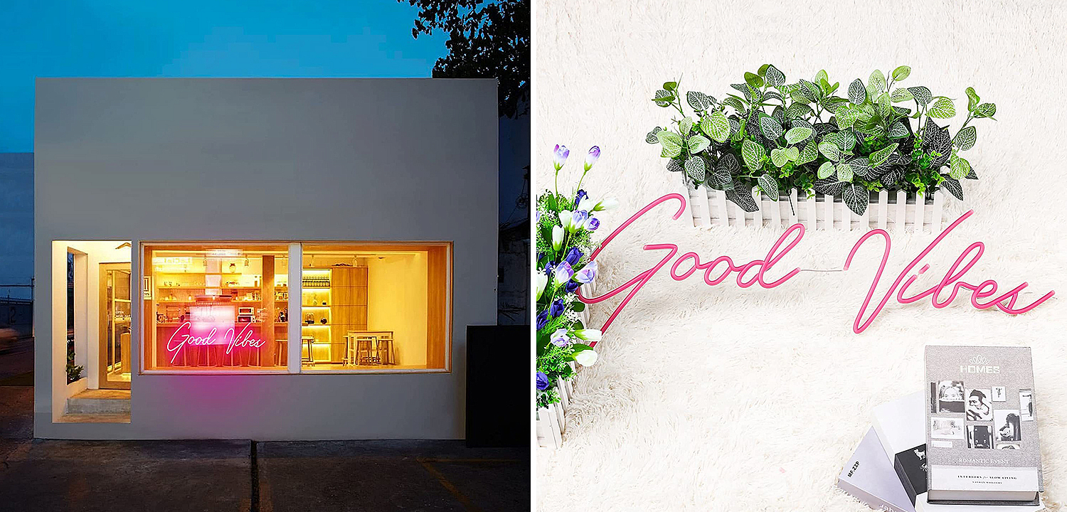 Неоновая настенная лампа Good Vibes Neon Wall Lamp Неоновая настенная лампа Good Vibes Neon Wall Lamp - Loft-Concept в Челябинске