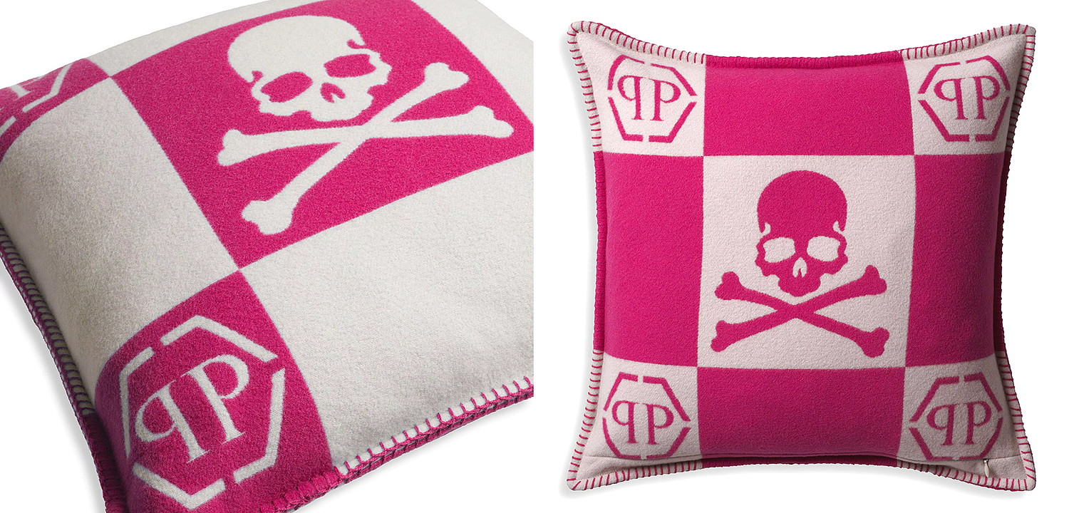 Подушка Philipp Plein Cushion Cashmere Skull 45 x 45 Pink Подушка Philipp Plein Cushion Cashmere Skull 45 x 45 Pink - Loft-Concept в Челябинске