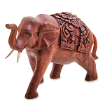 Статуэтка из дерева суар в виде слона в традиционном облачении Elephant in blanket варинант исполнения - 1 | Loft Concept в Челябинске