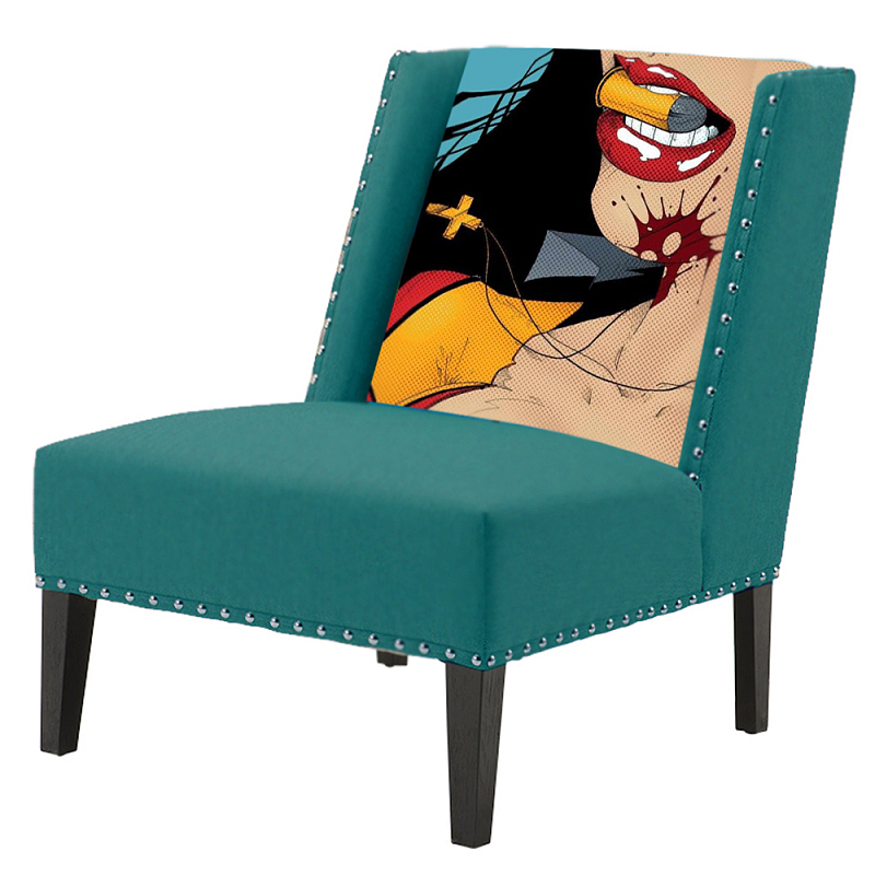 FUN Armchair "Super woman" Turquoise Дизайнерское кресло с цветным принтом Бирюзовый FUN Armchair "Super woman" Turquoise Дизайнерское кресло с цветным принтом Бирюзовый в Челябинске | Loft Concept