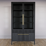 Витрина Primo со стеклянными фасадами и буфетом шпон Черный дуб варинант исполнения - 2 | Loft Concept в Челябинске