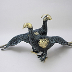 Статуэтка бронзовая пара Павлины синие Bronze Birds варинант исполнения - 1 | Loft Concept в Челябинске