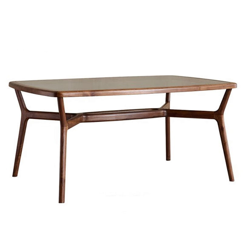 Стол обеденный с каркасом из дерева и стеклянной столешницей Walnut Dining Table Орех Стол обеденный с каркасом из дерева и стеклянной столешницей Walnut Dining Table Орех в Челябинске | Loft Concept
