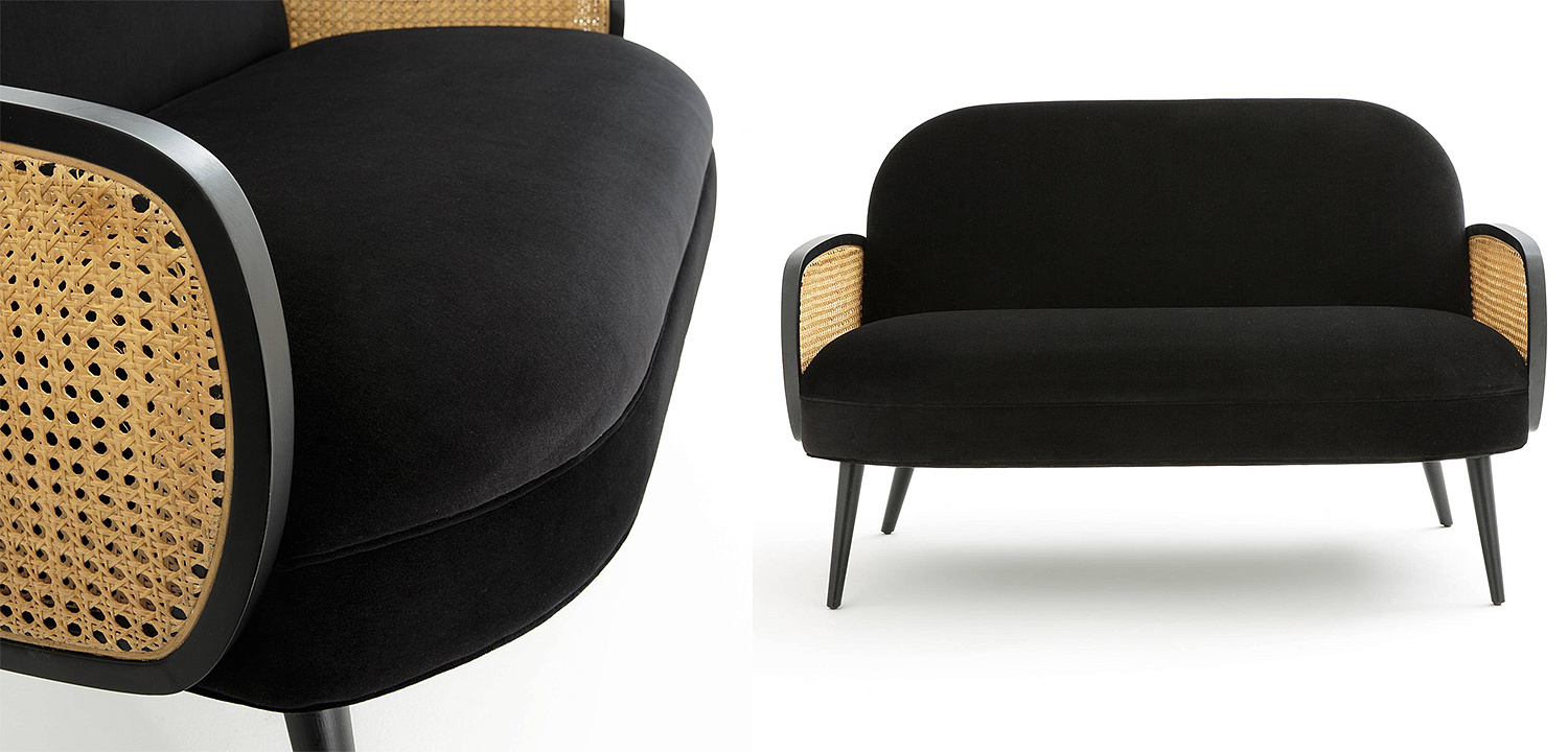 Диван Morten Wicker Black Sofa Черный Диван Morten Wicker Black Sofa Черный - Loft-Concept в Челябинске