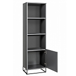 Стеллаж книжный цвета графит с 3-мя открытыми полками и дверкой Strict Lines варинант исполнения - 2 | Loft Concept в Челябинске