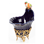 Чаша темно-синего цвета из фарфора с разноцветной птичкой Eden Garden porcelain and bronze варинант исполнения - 1 | Loft Concept в Челябинске