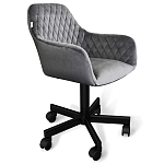 Стул с мягкой серой обивкой из велюра и подъемно-поворотным механизмом на черных колесиках Harper Gray варинант исполнения - 1 | Loft Concept в Челябинске