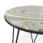 Стол журнальный c круглой столешницей из стекла серого цвета Gray and Gold Marble варинант исполнения - 3 | Loft Concept в Челябинске