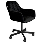 Стул с мягкой черной обивкой из велюра и подъемно-поворотным механизмом на колесиках Harper Black варинант исполнения - 1 | Loft Concept в Челябинске