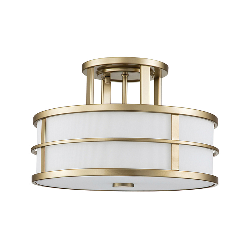 Потолочный светильник с белым матовым абажуром в металлическом каркасе Feiss Белый Латунь в Челябинске | Loft Concept 