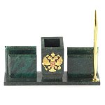 Настольный письменный набор из змеевика с визитницами и ручкой Successful Leader варинант исполнения - 1 | Loft Concept в Челябинске