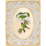 Декоративный постер с изображением птиц в раме с рельефным растительным узором Blooming Birds Poster варинант исполнения - 8 | Loft Concept в Челябинске