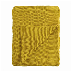 Плед из хлопка жемчужной вязки горчичного цвета Waffle Comfort варинант исполнения - 1 | Loft Concept в Челябинске