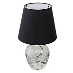 Настольная лампа с черным тканевым абажуром и фактурным прозрачным основанием Black Cone варинант исполнения - 1 | Loft Concept в Челябинске