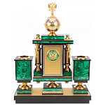 Настольный письменный набор из малахита и долерита с декором в виде герба России Leader Organizer варинант исполнения - 3 | Loft Concept в Челябинске