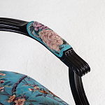 Полукресло из массива бука бирюзовое с изображением птиц и цветов Turquoise Chinoiserie Garden Chair варинант исполнения - 3 | Loft Concept в Челябинске