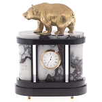 Часы настольные бронзовые с декором в виде медведя Bear Stone Clock варинант исполнения - 1 | Loft Concept в Челябинске