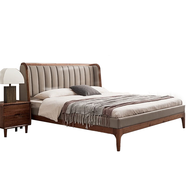 Кровать двуспальная с мягким изголовьем Moon Walnut Bed Орех Кровать двуспальная с мягким изголовьем Moon Walnut Bed Орех в Челябинске | Loft Concept