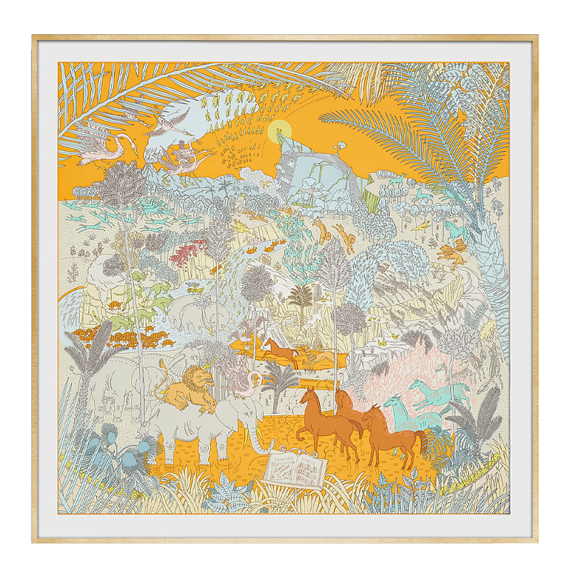 Картина Hermes Le Carnaval des Animaux Orange Мульти Золотой Картина Hermes Le Carnaval des Animaux Orange Мульти Золотой в Челябинске | Loft Concept
