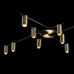 Потолочный светильник с 10-ю цилиндрическими плафонами цвета латунь TRIBES CHANDELIER варинант исполнения - 4 | Loft Concept в Челябинске