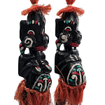 Комплект из 2-х деревянных статуэток Asmat Red Straw Headdress Statuettes варинант исполнения - 3 | Loft Concept в Челябинске