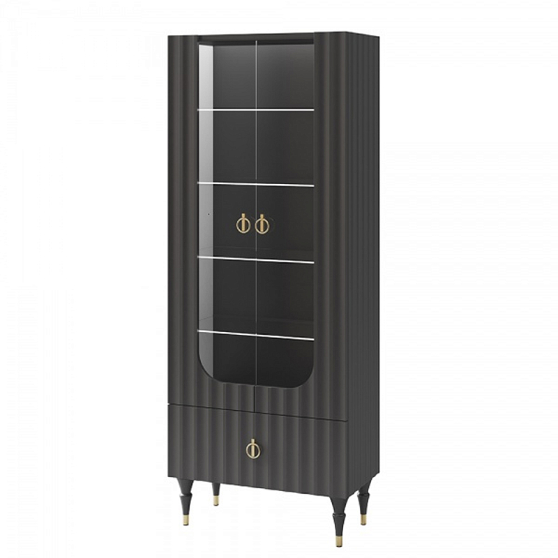 Витрина двухдверная с ящиком Antique Order Графит Золотой в Челябинске | Loft Concept 