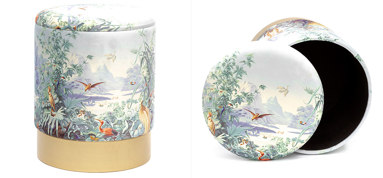 Пуф PUF Jungle Print с крышкой Adrian Пуф PUF Jungle Print с крышкой Adrian - Loft-Concept в Челябинске