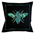 Подушка декоративная пчела с бирюзовым узором Ikat Pattern варинант исполнения - 1 | Loft Concept в Челябинске