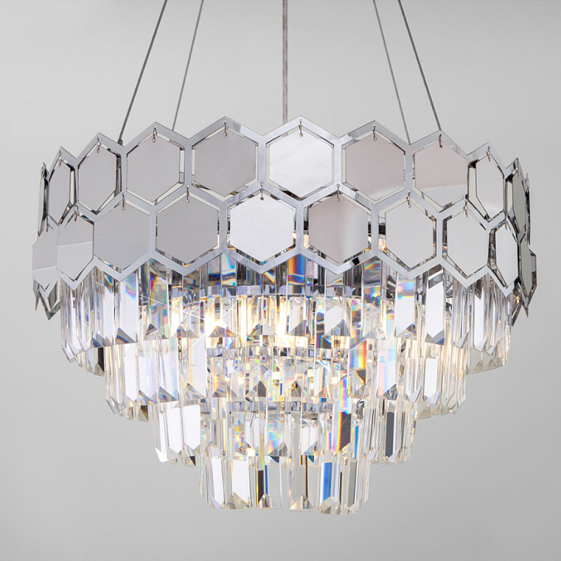Люстра Hanging Hexagon Moira Chandelier chrome Прозрачный (Transparent) Хром Люстра Hanging Hexagon Moira Chandelier chrome Прозрачный (Transparent) Хром в Челябинске | Loft Concept
