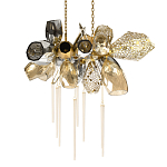 Люстра подвесная с 18-ю стеклянными плафонами с вертикальными подвесками Gilded Mirage  варинант исполнения - 1 | Loft Concept в Челябинске