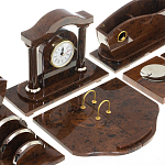 Настольный письменный набор с часами из природного камня обсидиана Competent Leader варинант исполнения - 4 | Loft Concept в Челябинске