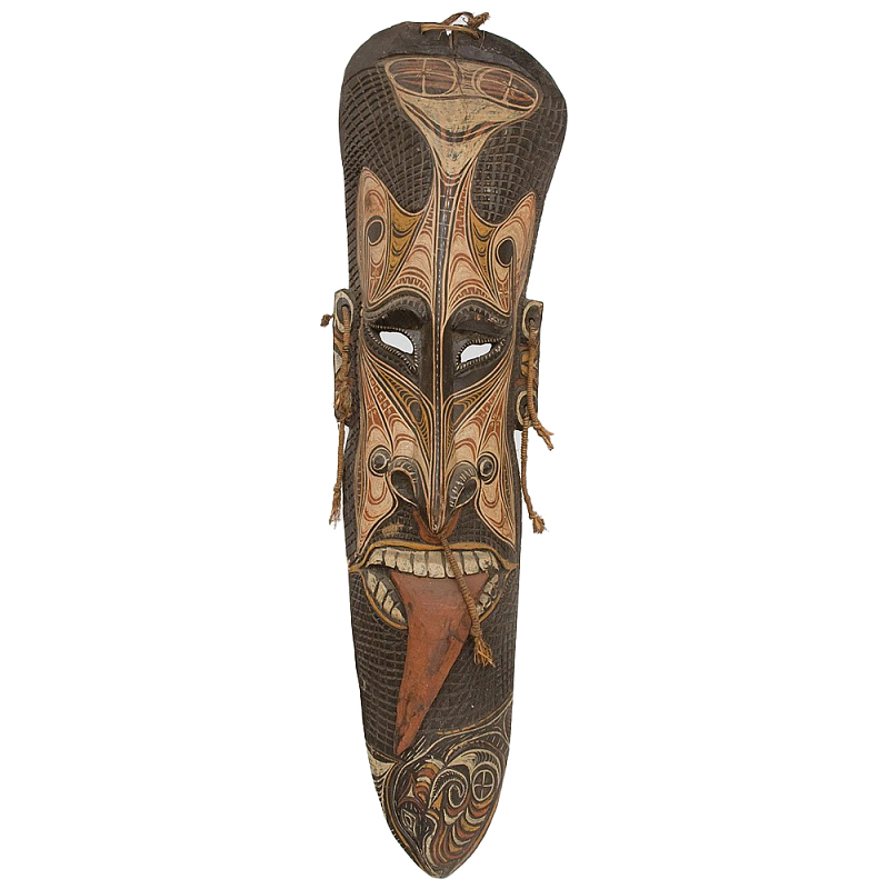 Деревянная маска ручной работы Papuan Mask Коричневый Бежевый Деревянная маска ручной работы Papuan Mask Коричневый Бежевый в Челябинске | Loft Concept