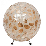 Настольная лампа из перламутра на металлическом каркасе Indonesian Circle варинант исполнения - 1 | Loft Concept в Челябинске