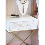 Приставной столик с выдвижным ящиком  White Table Carved Pattern варинант исполнения - 7 | Loft Concept в Челябинске