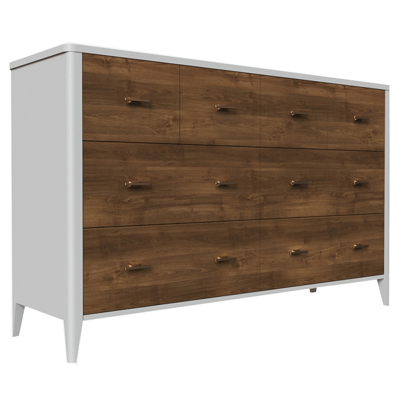 Комод из массива бука с 8-ю ящиками Tasteful Furniture Слоновая кость  Серый Коричневый в Челябинске | Loft Concept 