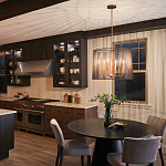 Люстра цвета латунь с 6-ю лампами свечами внутри цилиндрического абажура из черных металлических реек Kichler варинант исполнения - 7 | Loft Concept в Челябинске