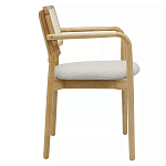 Стул обеденный с мягким сиденьем и спинкой из плетеного ротанга Wood and Textile Chair варинант исполнения - 2 | Loft Concept в Челябинске