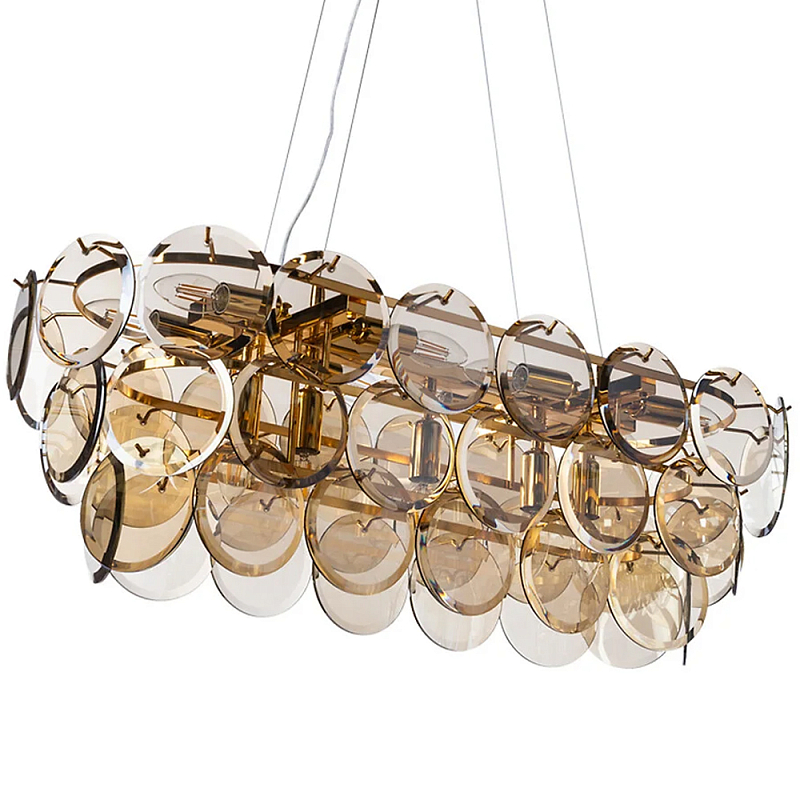 Люстра с круглыми стеклянными подвесками Cardiel Amber Glass Chandelier Янтарный Золотой Люстра с круглыми стеклянными подвесками Cardiel Amber Glass Chandelier Янтарный Золотой в Челябинске | Loft Concept