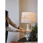 Настольная лампа с принтом на белом тканевом абажуре Roof Garden Lamp варинант исполнения - 5 | Loft Concept в Челябинске