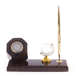 Настольный письменный набор с глобусом и ручкой из натурального обсидиана World Globe варинант исполнения - 1 | Loft Concept в Челябинске