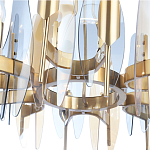 Люстра с вертикальными стеклянными элементами и металлическим каркасом цвета Латунь Vertical Glass варинант исполнения - 4 | Loft Concept в Челябинске