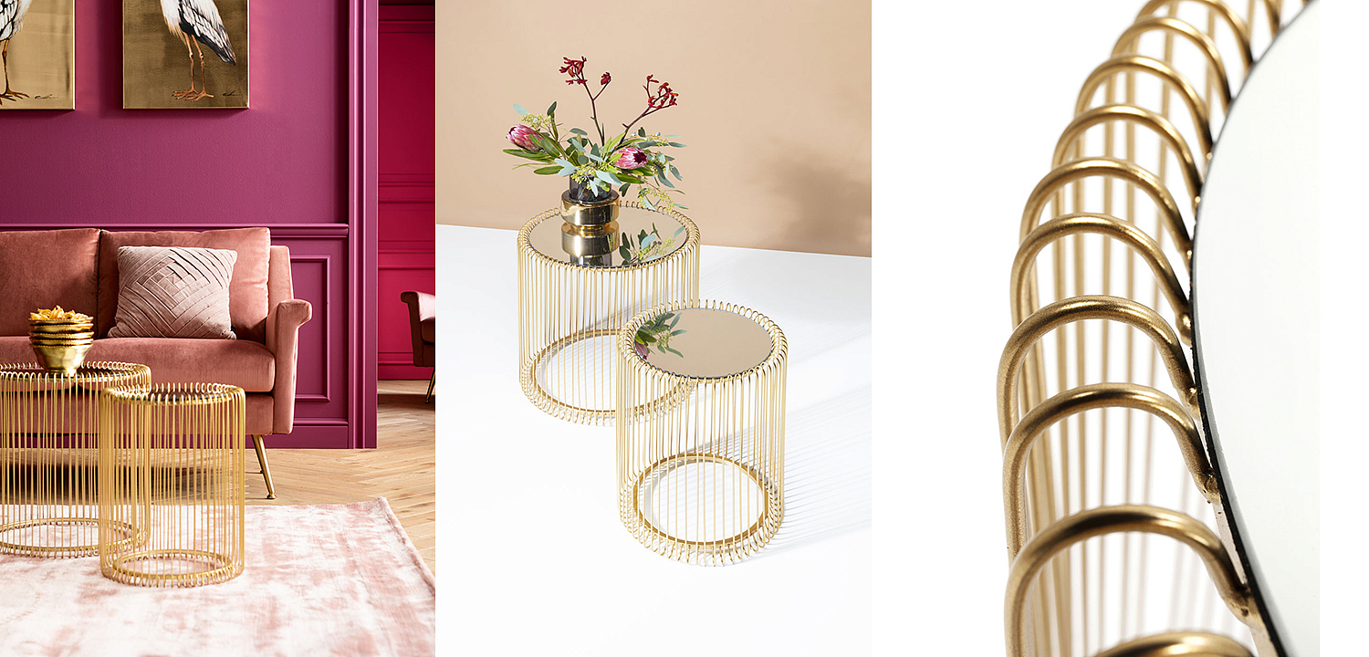 Комплект приставных столов Mirror Surface Brass Tables Комплект приставных столов Mirror Surface Brass Tables - Loft-Concept в Челябинске