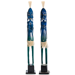 Комплект из 2-х деревянных статуэток Asmat Tall Statuettes Blue варинант исполнения - 1 | Loft Concept в Челябинске