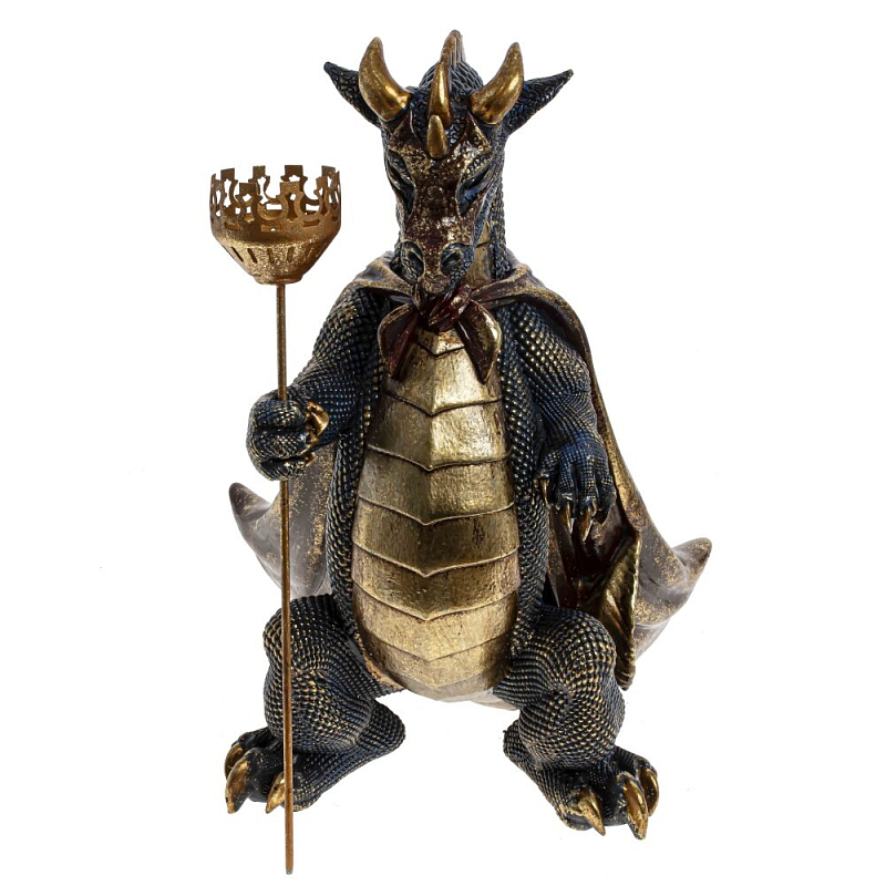 Подсвечник в виде дракона Dragon candlestick Brown Gold Коричневый Золотой Темно-синий в Челябинске | Loft Concept 
